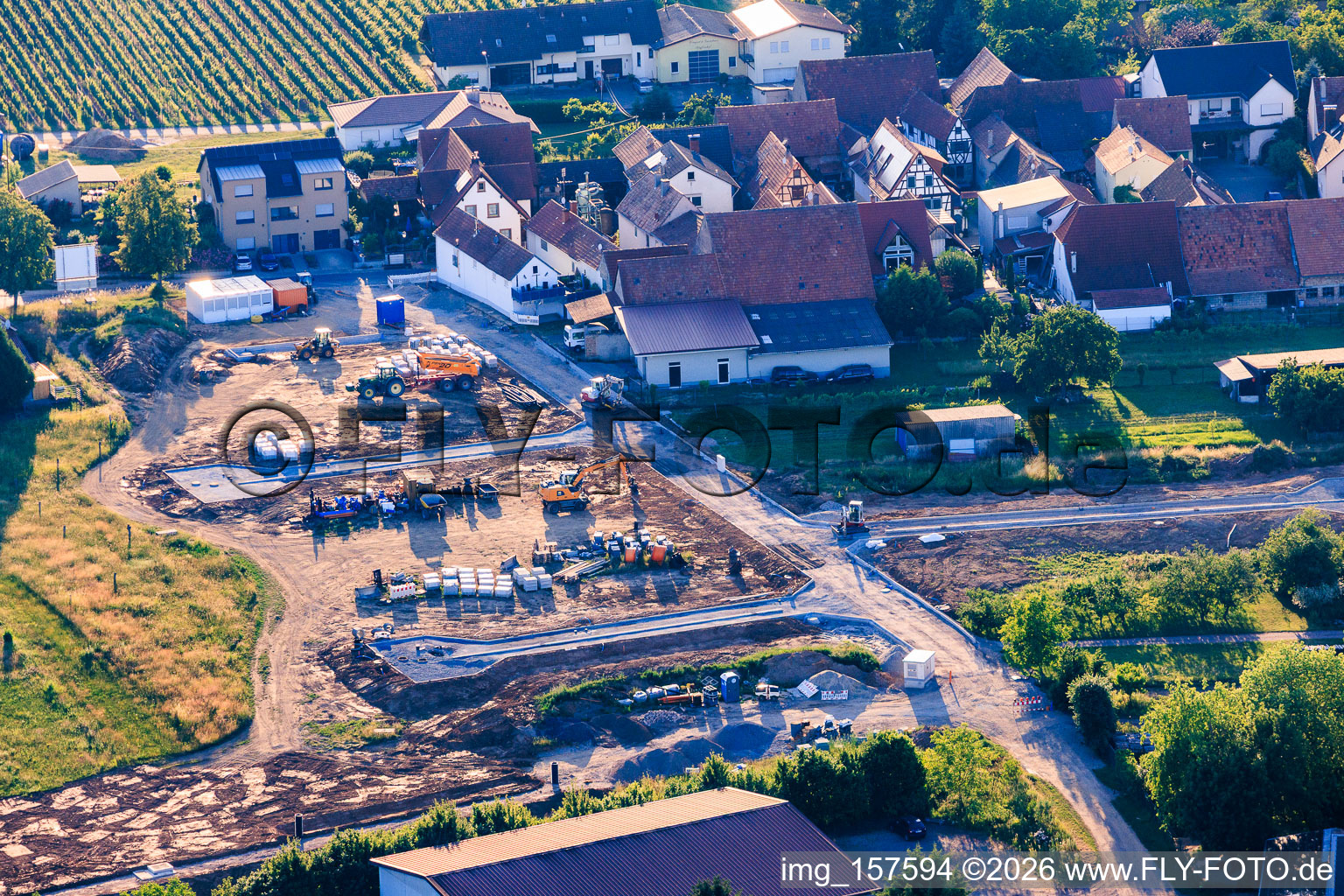 Development of the new residential area at the Lindenhof winery in the district Klingen in Heuchelheim-Klingen in the state Rhineland-Palatinate, Germany