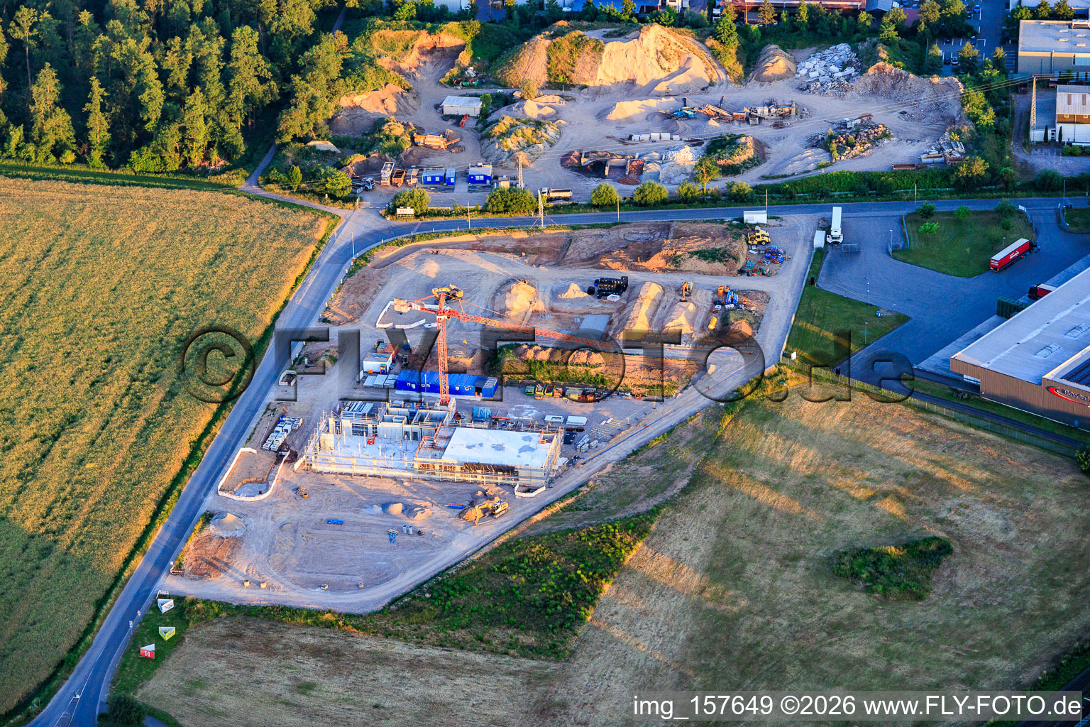 Construction site of the new X2E campus for administration and production buildings in Rohrbach in the state Rhineland-Palatinate, Germany