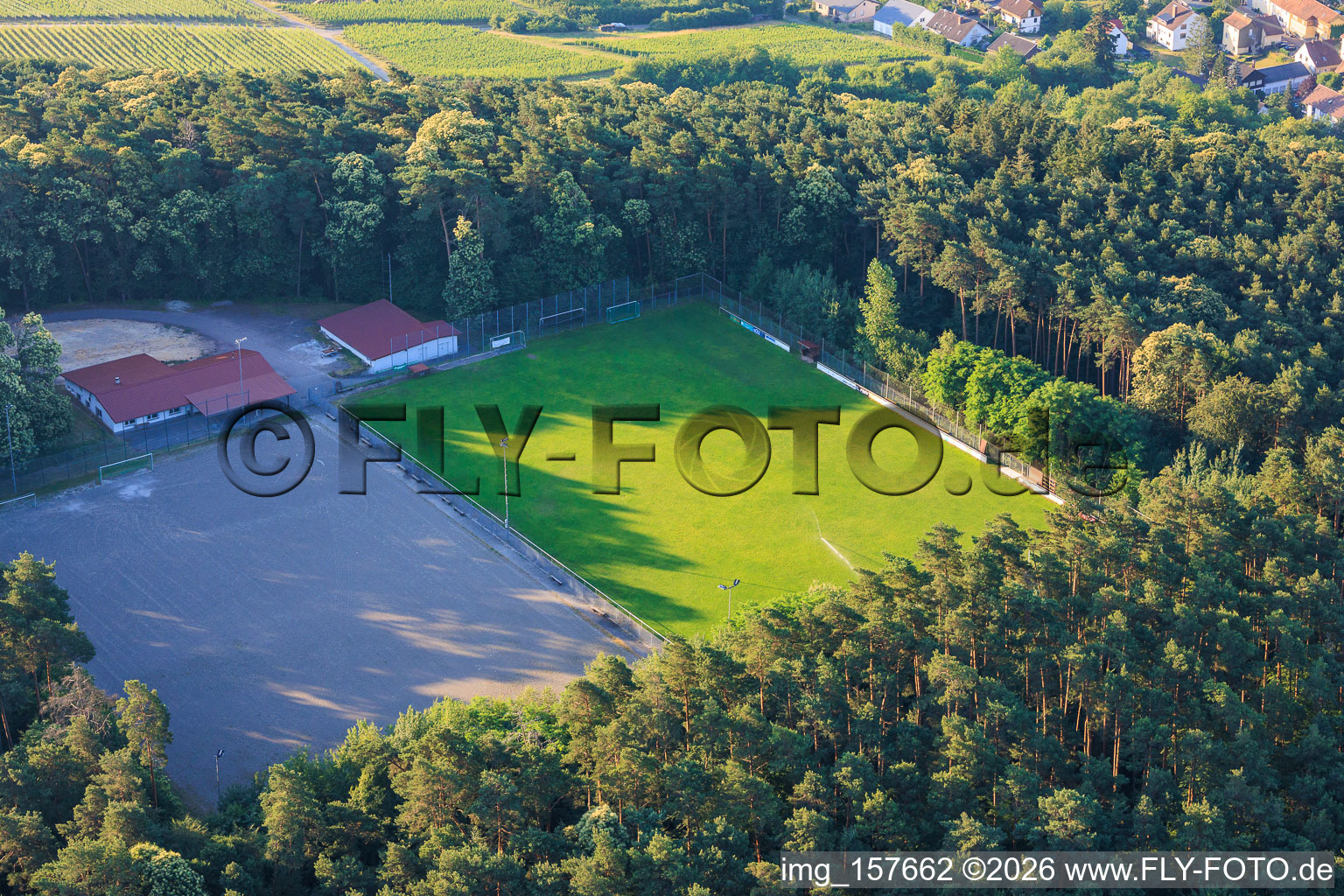 Sports grounds of SV Schweigen-Rechtenbach 1929 eV in the forest in the district Rechtenbach in Schweigen-Rechtenbach in the state Rhineland-Palatinate, Germany