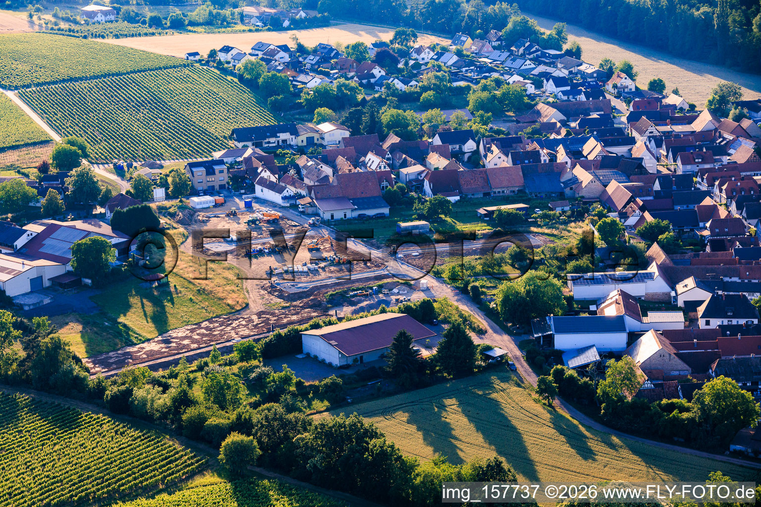 Development of the new residential area at the Lindenhof winery in the district Klingen in Heuchelheim-Klingen in the state Rhineland-Palatinate, Germany