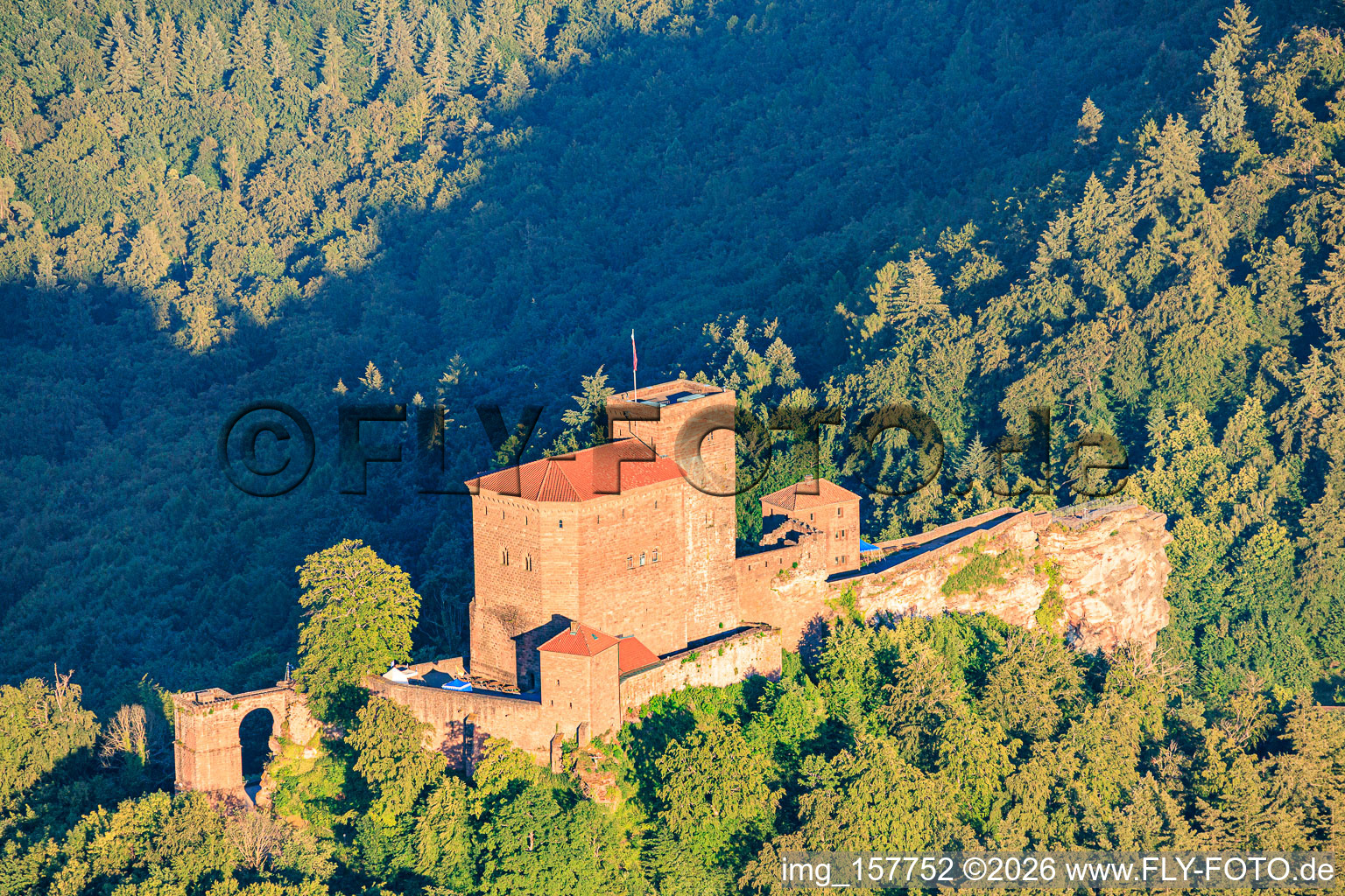 Trifels Castle from the southwest in Annweiler am Trifels in the state Rhineland-Palatinate, Germany