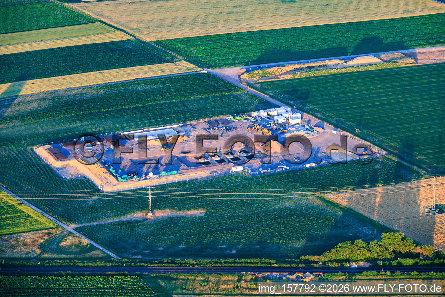 Construction site of the second drilling site on the Trappelberg of the Lionheart project by Vulcan Energy for the future climate-neutral heat supply of the city of Landau as well as lithium extraction and electricity production through ORC plant in Rohrbach in the state Rhineland-Palatinate, Germany