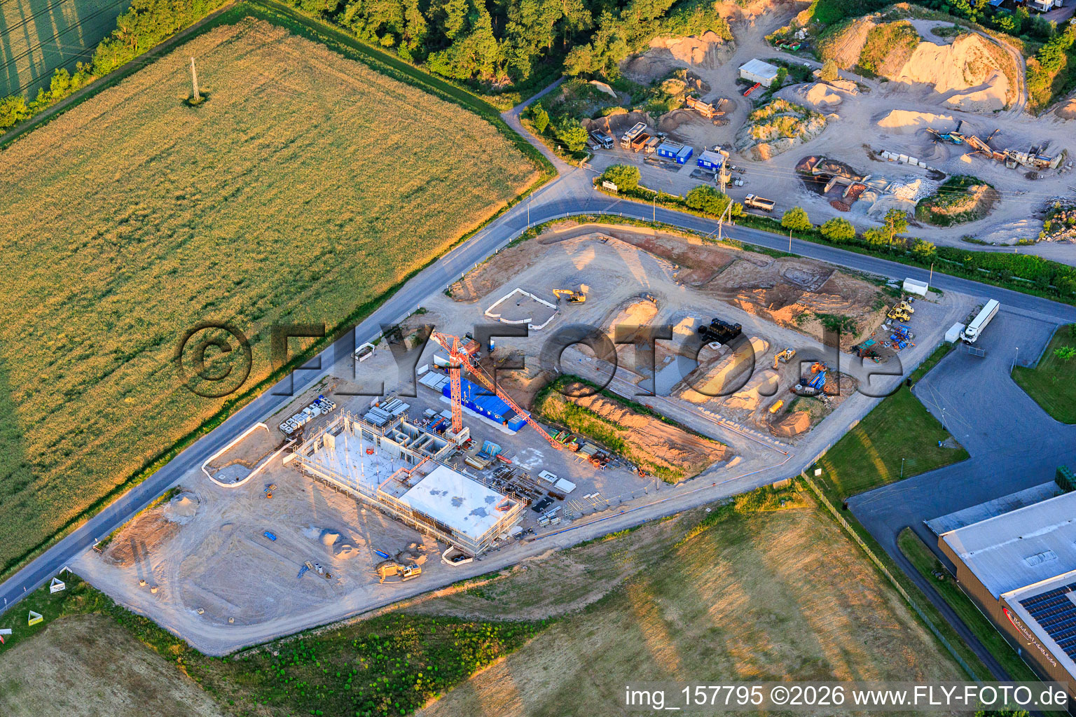 Construction site of the new X2E campus for administration and production buildings in Rohrbach in the state Rhineland-Palatinate, Germany