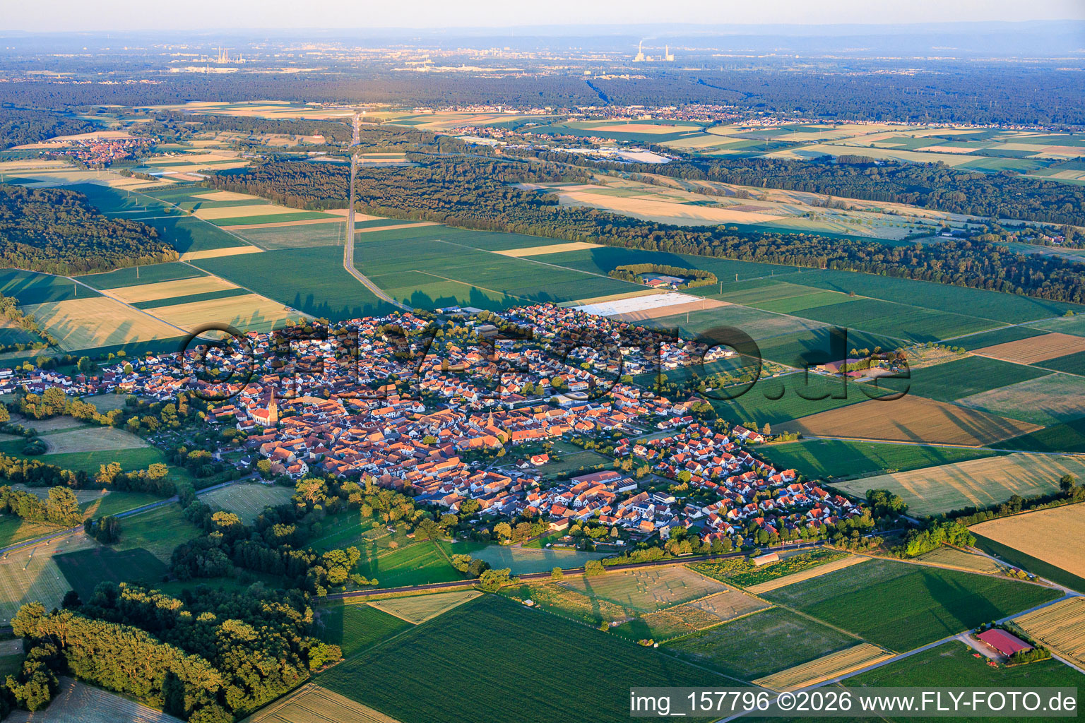 From the northwest in Steinweiler in the state Rhineland-Palatinate, Germany