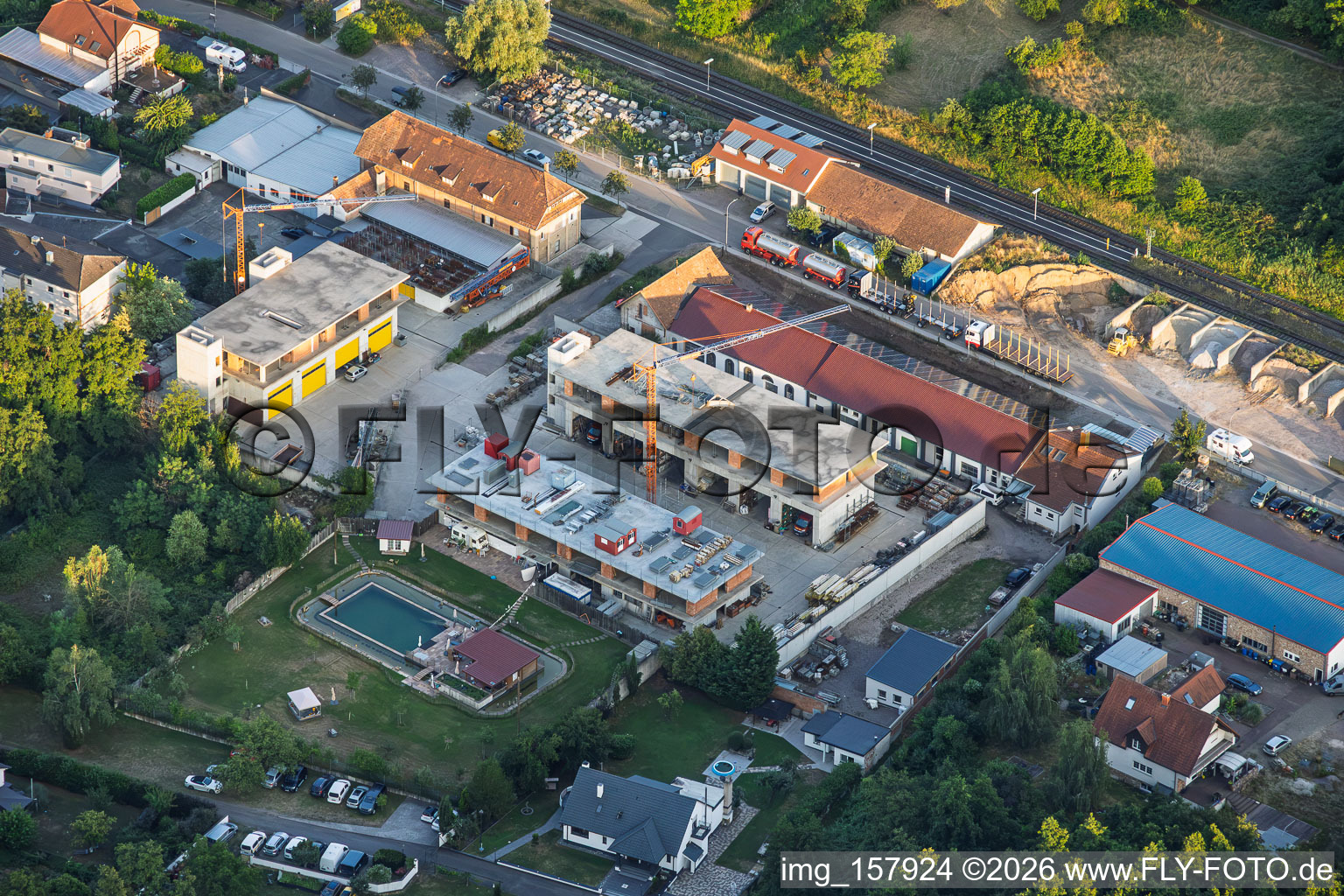 New construction site at the train station in the district Godramstein in Landau in der Pfalz in the state Rhineland-Palatinate, Germany