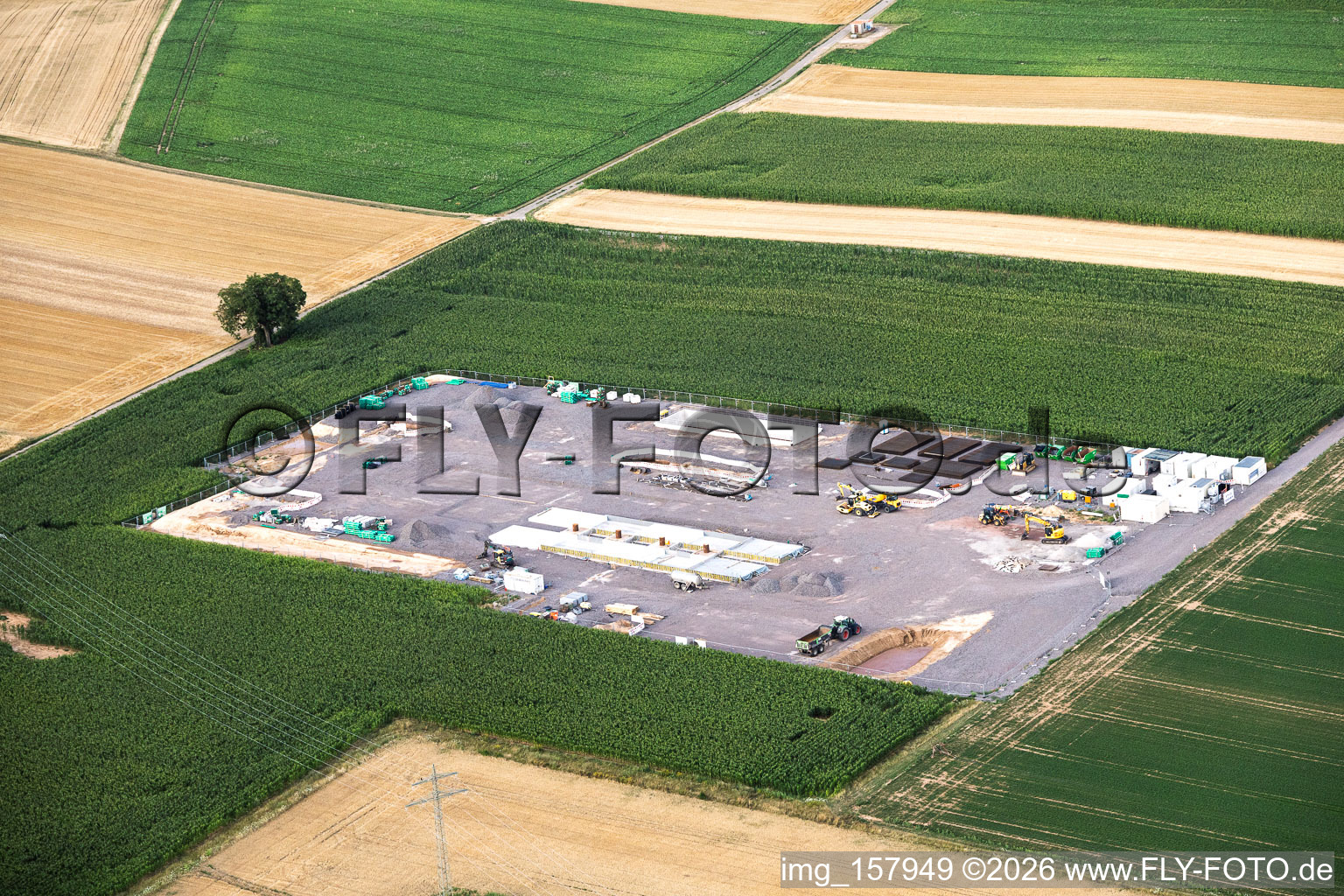 Construction site of the second drilling site on the Trappelberg of the Lionheart project by Vulcan Energy for the future climate-neutral heat supply of the city of Landau as well as lithium extraction and electricity production through ORC plant in Rohrbach in the state Rhineland-Palatinate, Germany