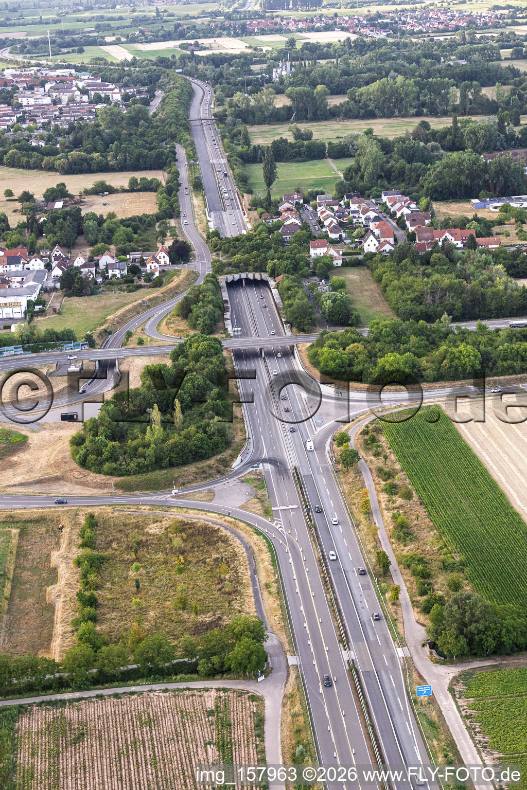 Underpass of the A65 at exit 16 Landau-Zentrum in the district Queichheim in Landau in der Pfalz in the state Rhineland-Palatinate, Germany