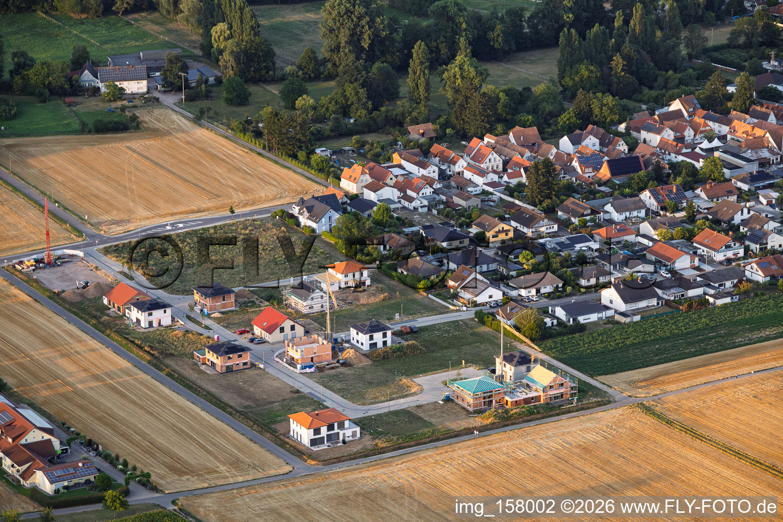 Construction sites in the new development area Im Niederfeld in the district Ingenheim in Billigheim-Ingenheim in the state Rhineland-Palatinate, Germany