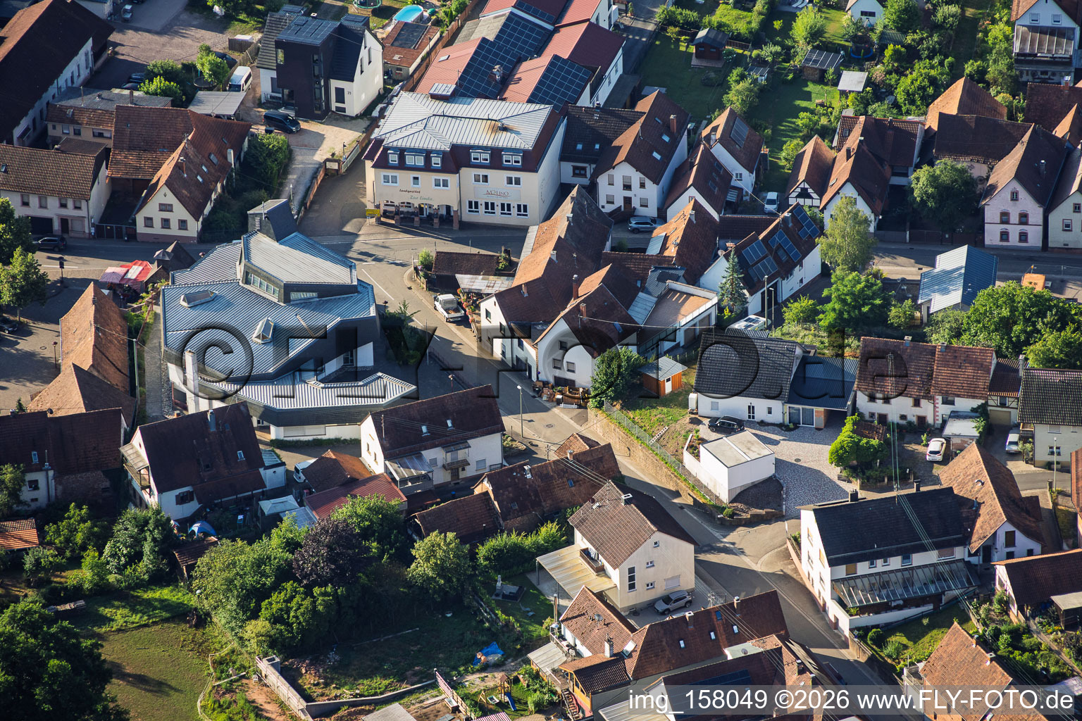 Modern church building of St. Sebastian in the village center in Silz in the state Rhineland-Palatinate, Germany