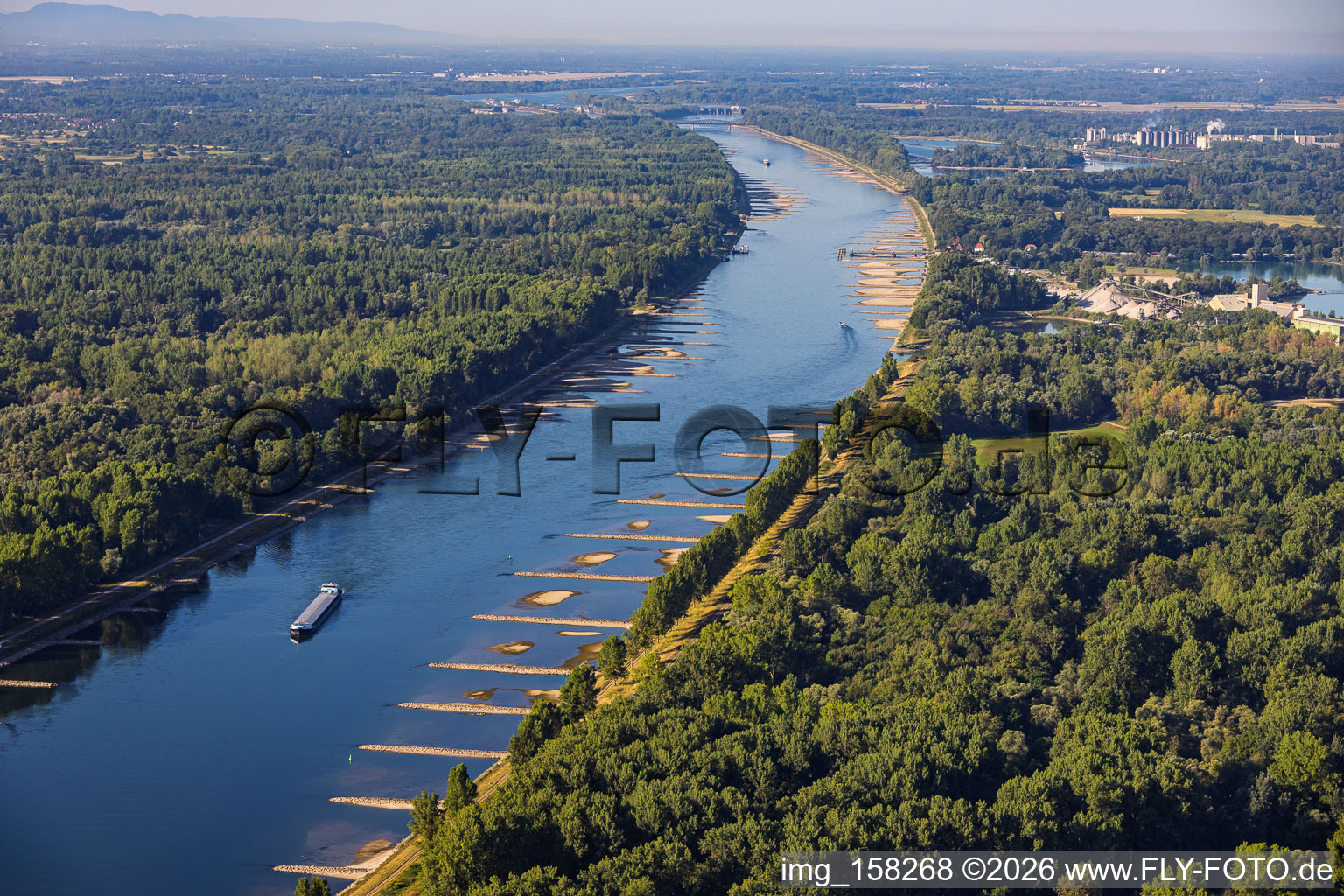 Rhine at low water in Munchhausen in the state Bas-Rhin, France