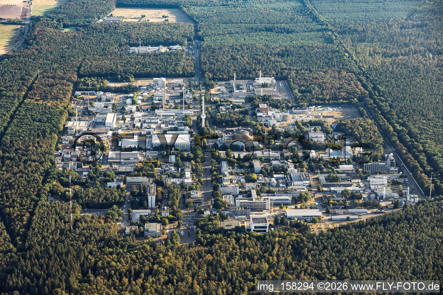 Karlsruhe Institute of Technology – North Campus from the south in the district Leopoldshafen in Eggenstein-Leopoldshafen in the state Baden-Wuerttemberg, Germany