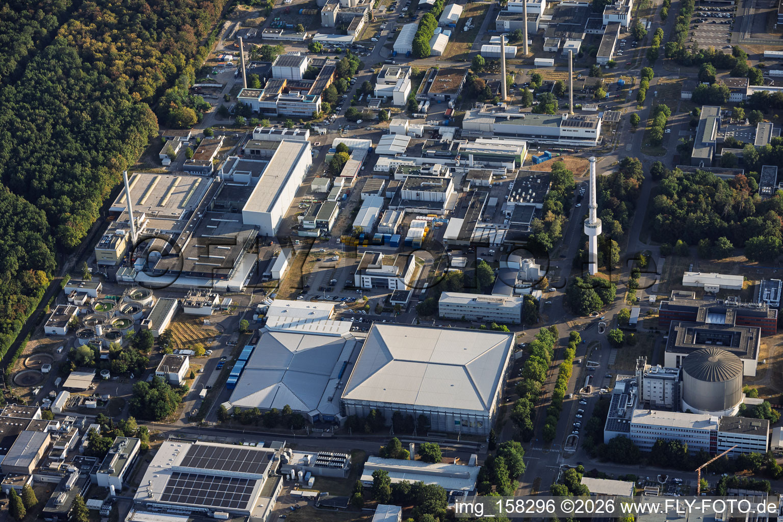 Karlsruhe Institute of Technology – Campus North Campus with the Institute for Neutron Physics and Reactor Technology and Kerntechnische Entsorgung Karlsruhe GmbH in the district Leopoldshafen in Eggenstein-Leopoldshafen in the state Baden-Wuerttemberg, Germany