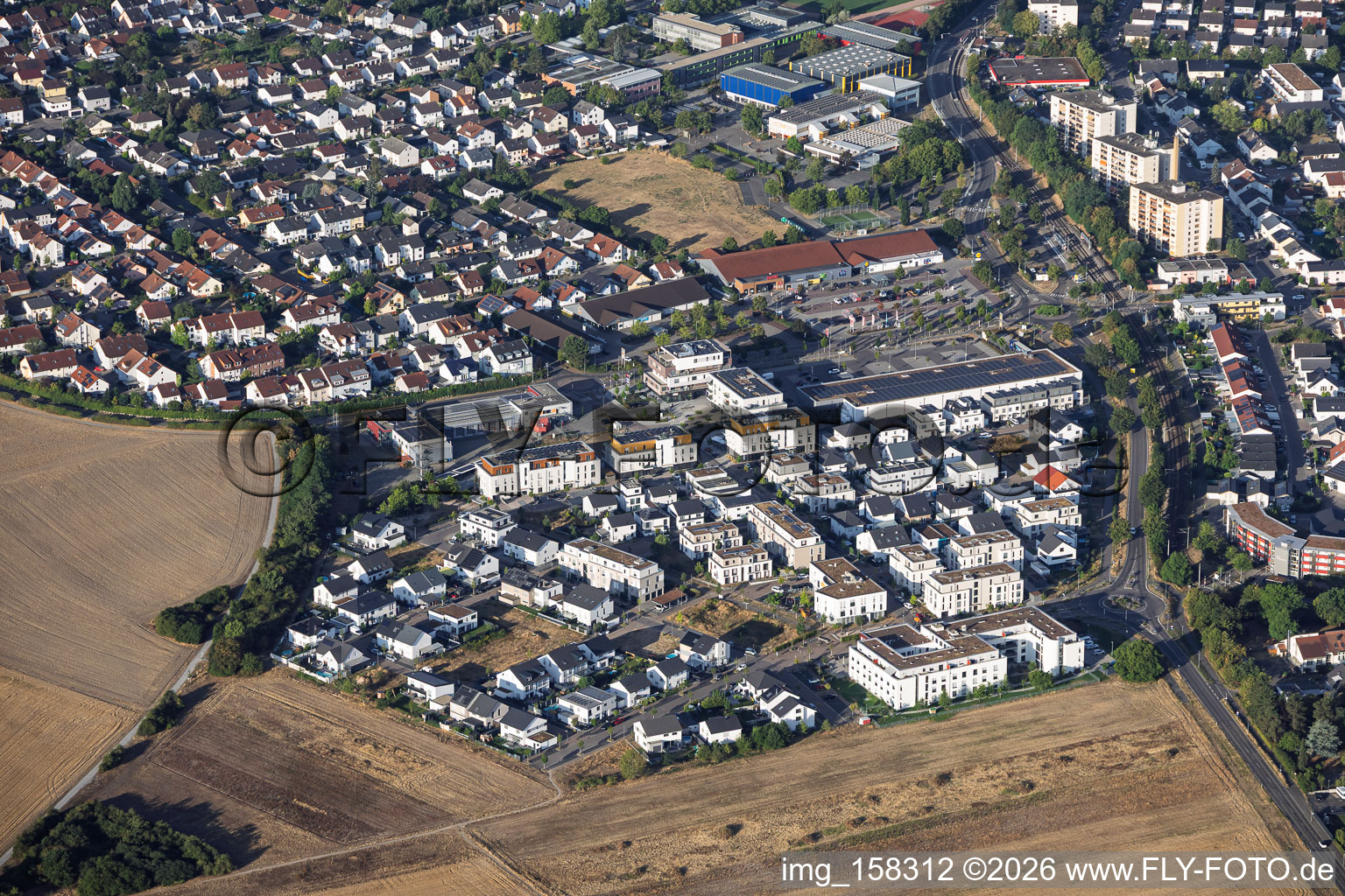 New development area: Konstanzer Straße / Freiburger Straße in the district Hochstetten in Linkenheim-Hochstetten in the state Baden-Wuerttemberg, Germany