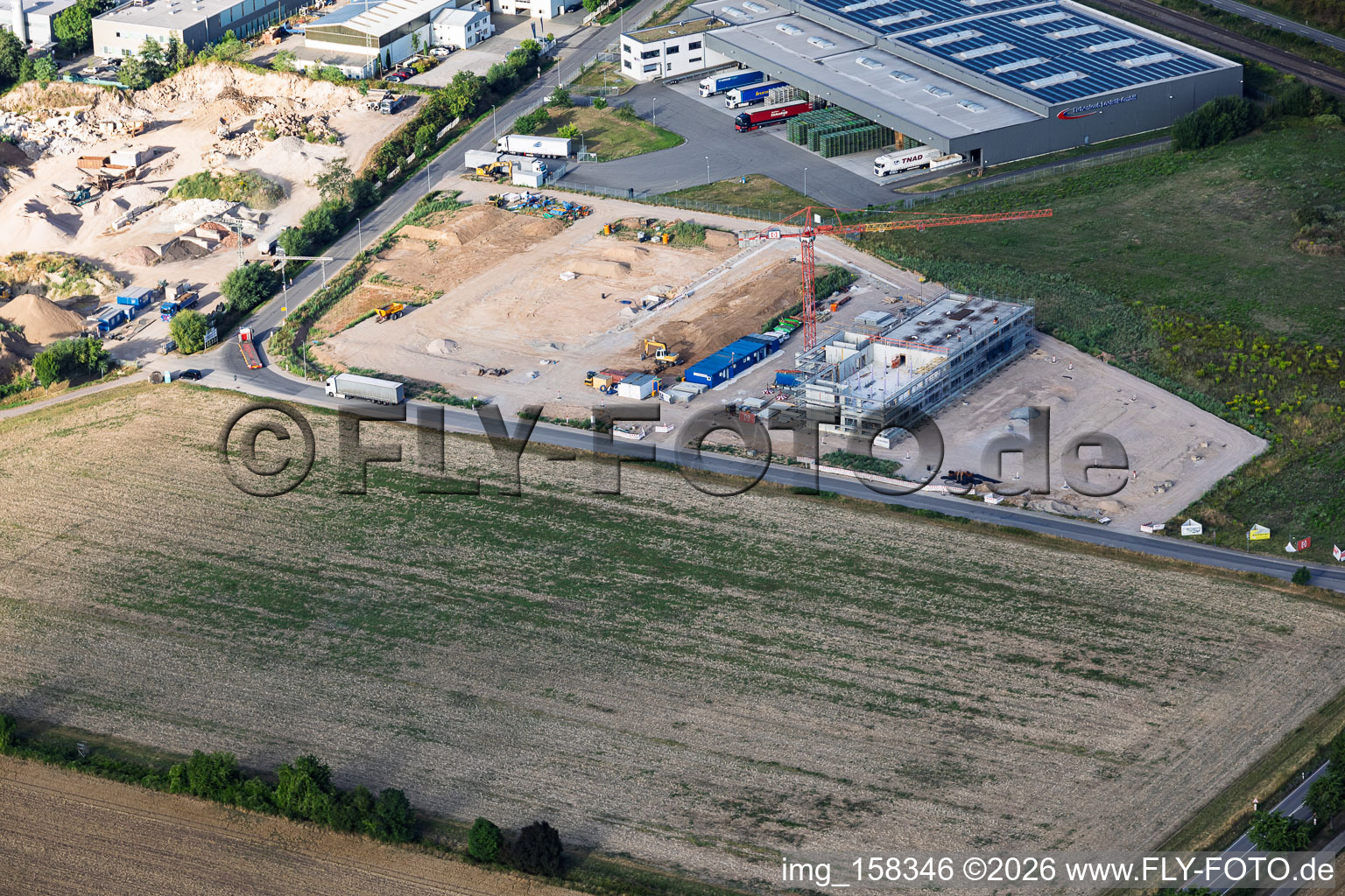 Construction site for the new X2E campus (administration and production buildings) in Rohrbach in the state Rhineland-Palatinate, Germany