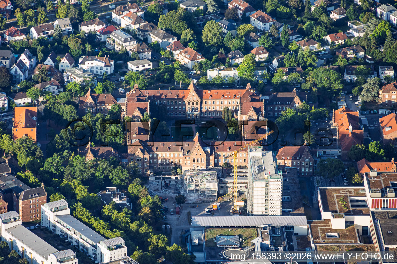 Older building and construction site at the Integrated Emergency Center of the Municipal Hospital (Städtisches Klinikum) – Vascular Clinic in the district Nordweststadt in Karlsruhe in the state Baden-Wuerttemberg, Germany