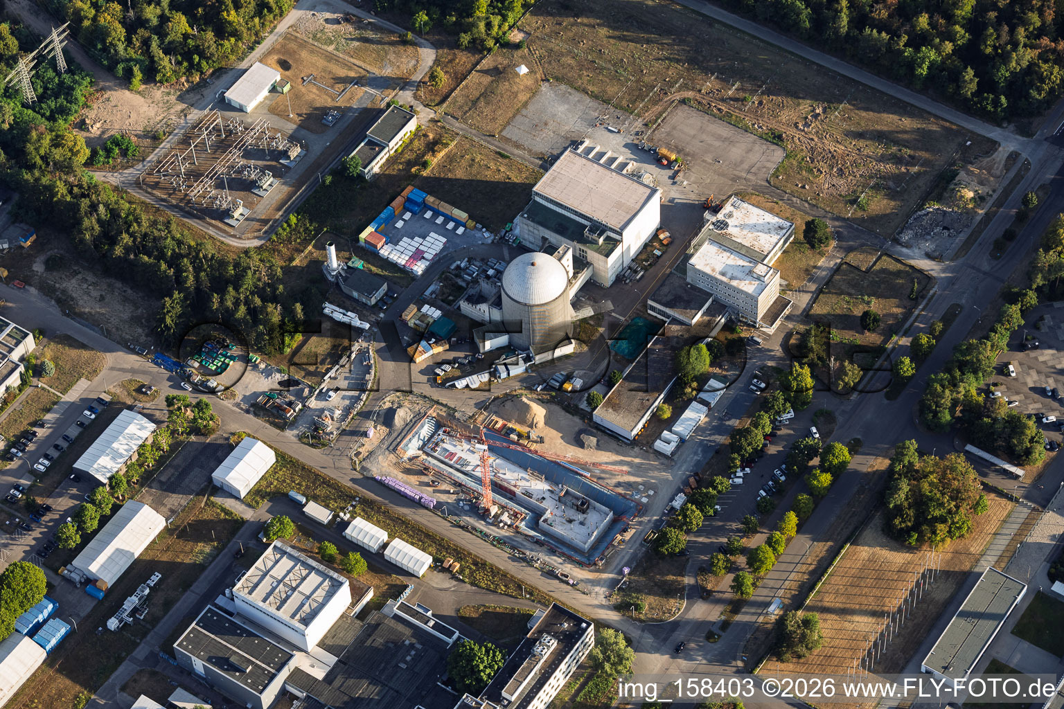 Karlsruhe Institute of Technology – North Campus with the Karlsruhe Multi-Purpose Research Reactor in the district Leopoldshafen in Eggenstein-Leopoldshafen in the state Baden-Wuerttemberg, Germany