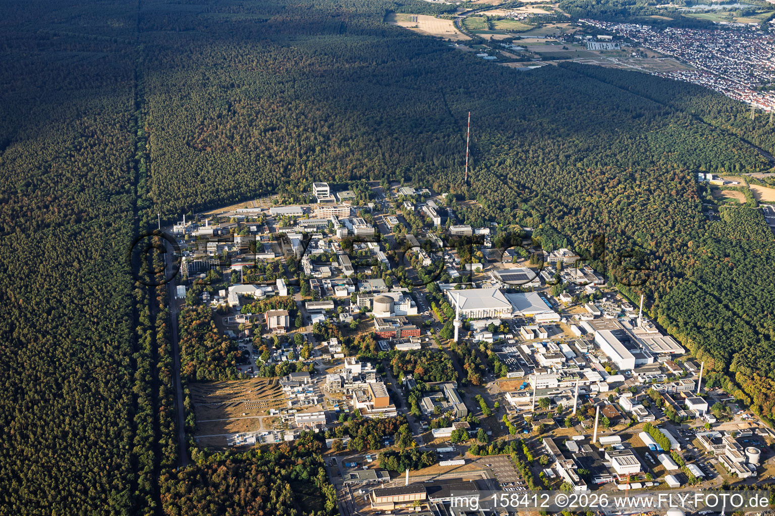 Karlsruhe Institute of Technology – North Campus from the northeast in the district Leopoldshafen in Eggenstein-Leopoldshafen in the state Baden-Wuerttemberg, Germany