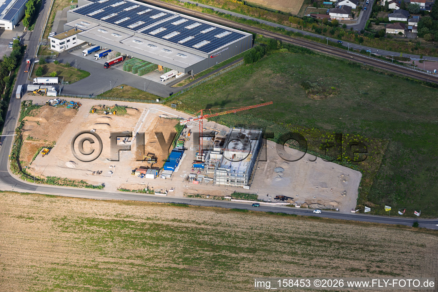 Construction site for the new X2E campus (administration and production buildings) in Rohrbach in the state Rhineland-Palatinate, Germany