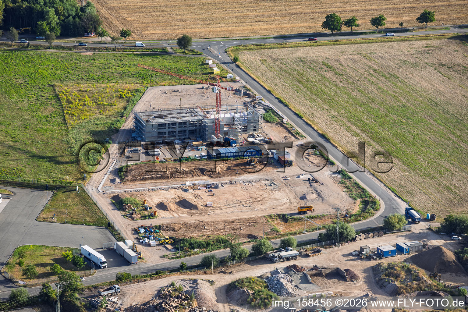 Construction site for the new X2E campus (administration and production buildings) in Rohrbach in the state Rhineland-Palatinate, Germany