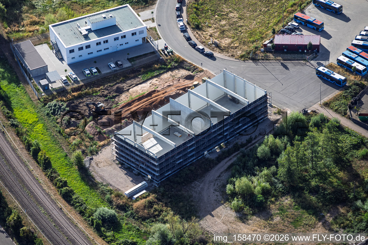 New industrial hall construction in the "Am Dörniggraben" industrial park in Kandel in the state Rhineland-Palatinate, Germany