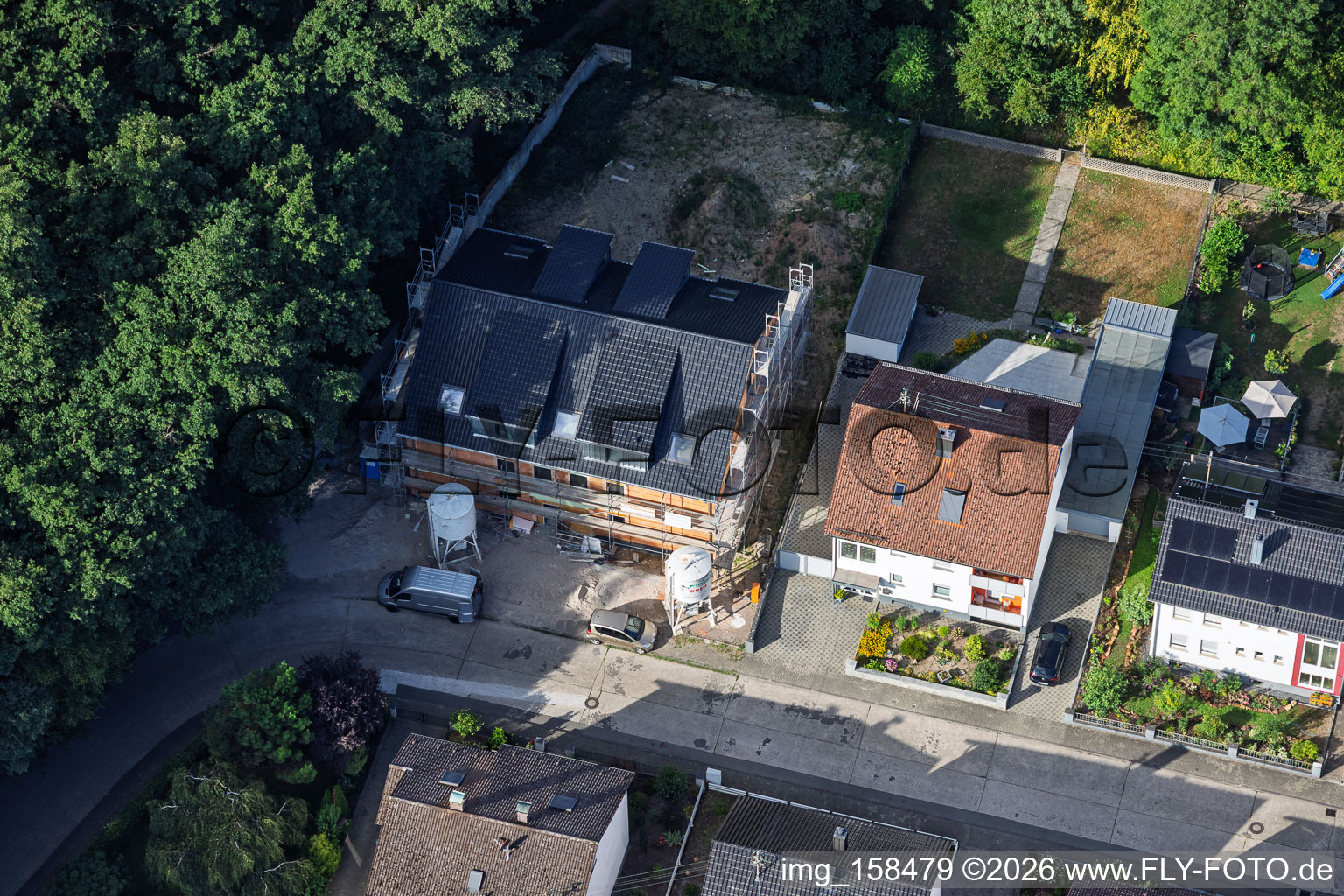 Construction site for a new six-family house on Elsässer Straße in Kandel in the state Rhineland-Palatinate, Germany