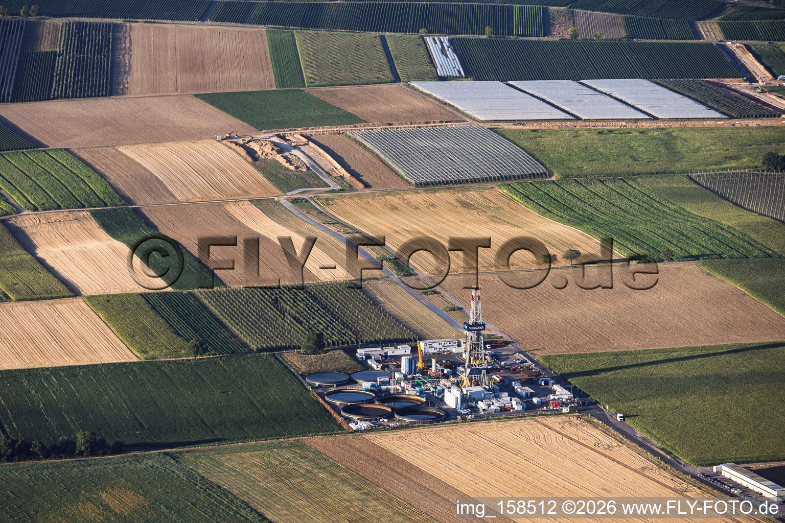 Construction site for the route connecting the first drilling site on Schleidberg to the second on Trappelberg (part of Vulcan Energy’s "Lionheart" project for Landau’s future climate-neutral heat supply, lithium extraction, and electricity generation via ORC plant) in Insheim in the state Rhineland-Palatinate, Germany
