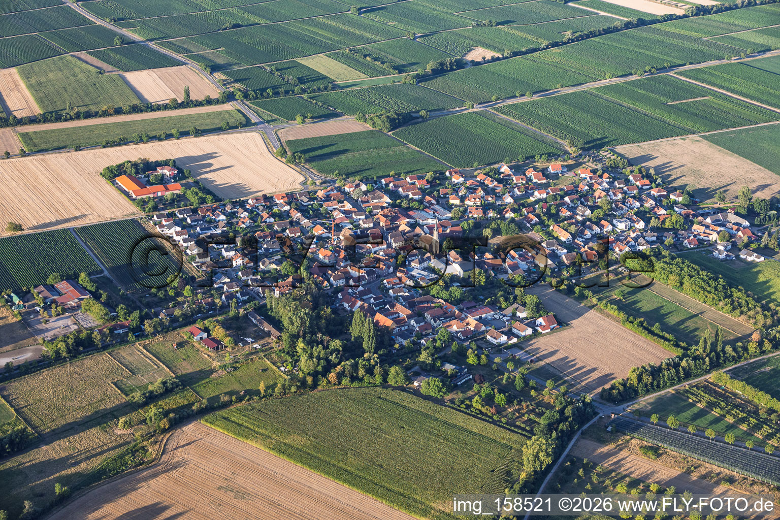 Village view from the northeast in Großfischlingen in the state Rhineland-Palatinate, Germany