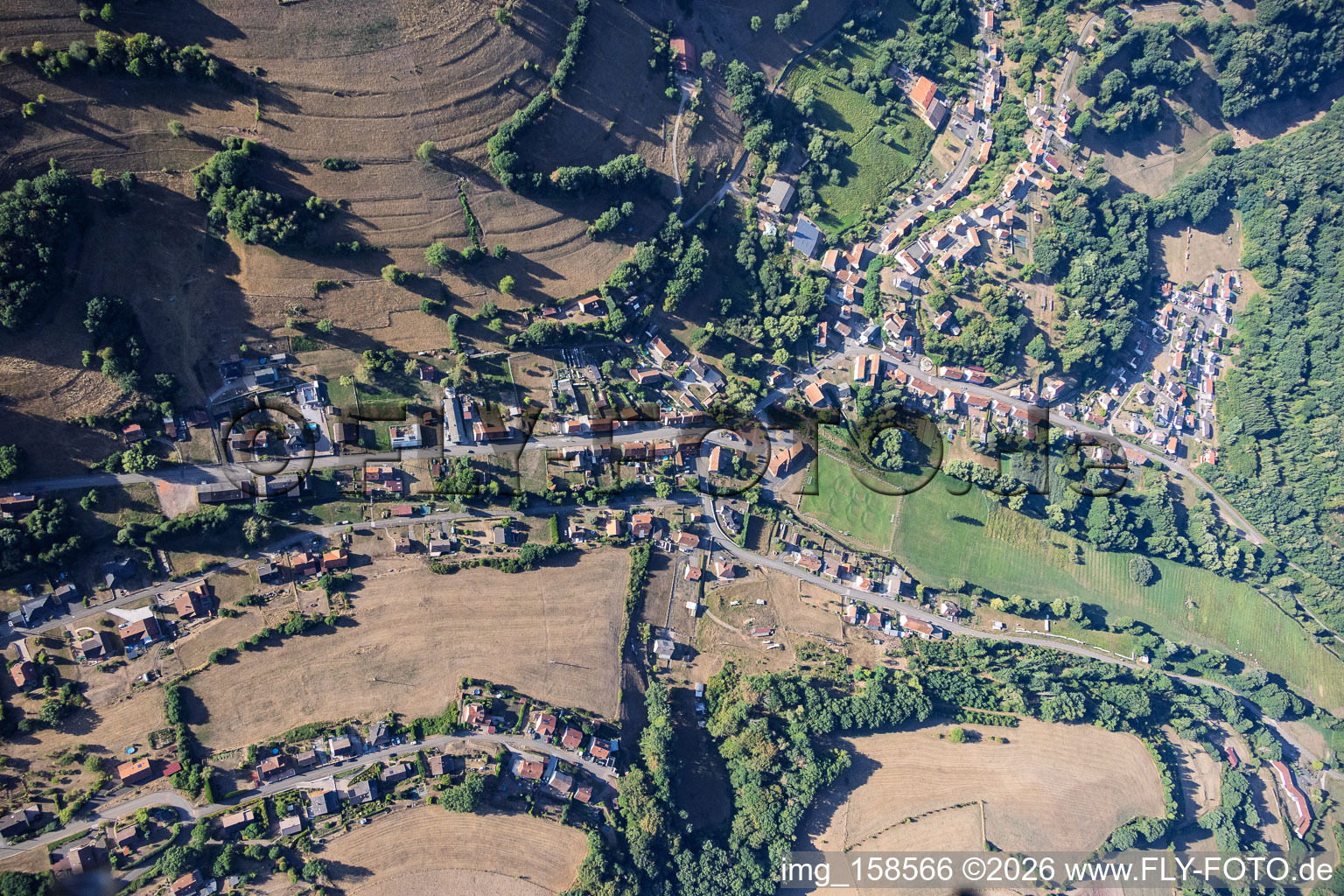 Village view in the Schwarzbach Valley in Waldhouse in the state Moselle, France
