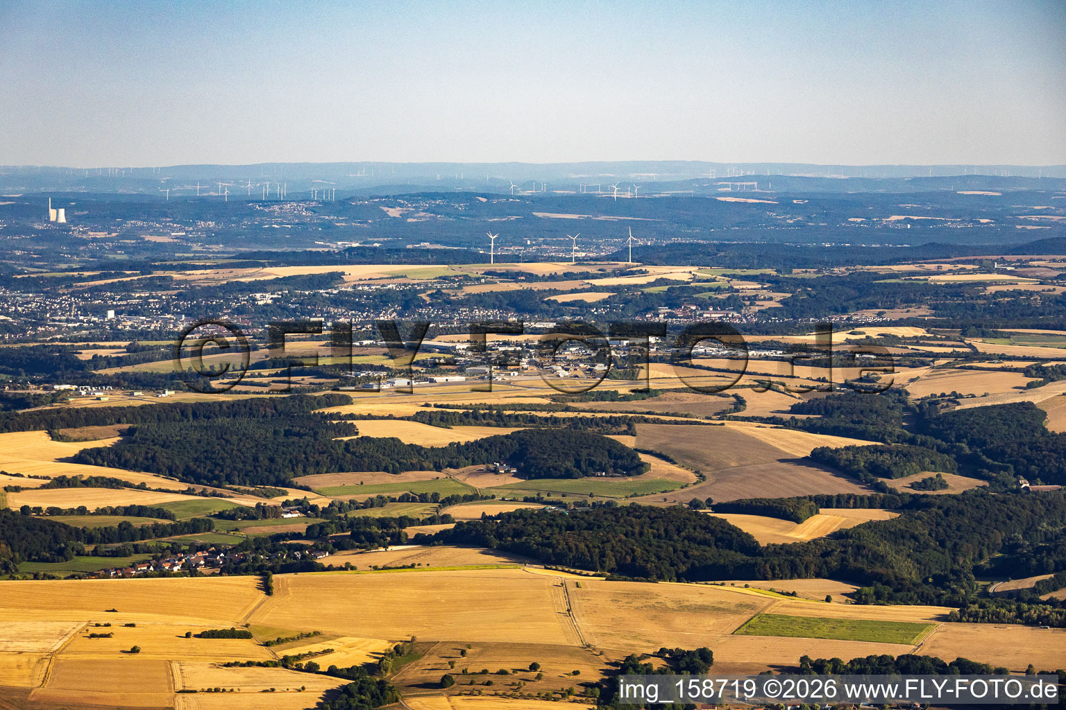 TRIWO Zweibrücken Airfield (EDRZ) at the Zweibrücken Airport Business Park, viewed from the east in Mauschbach in the state Rhineland-Palatinate, Germany