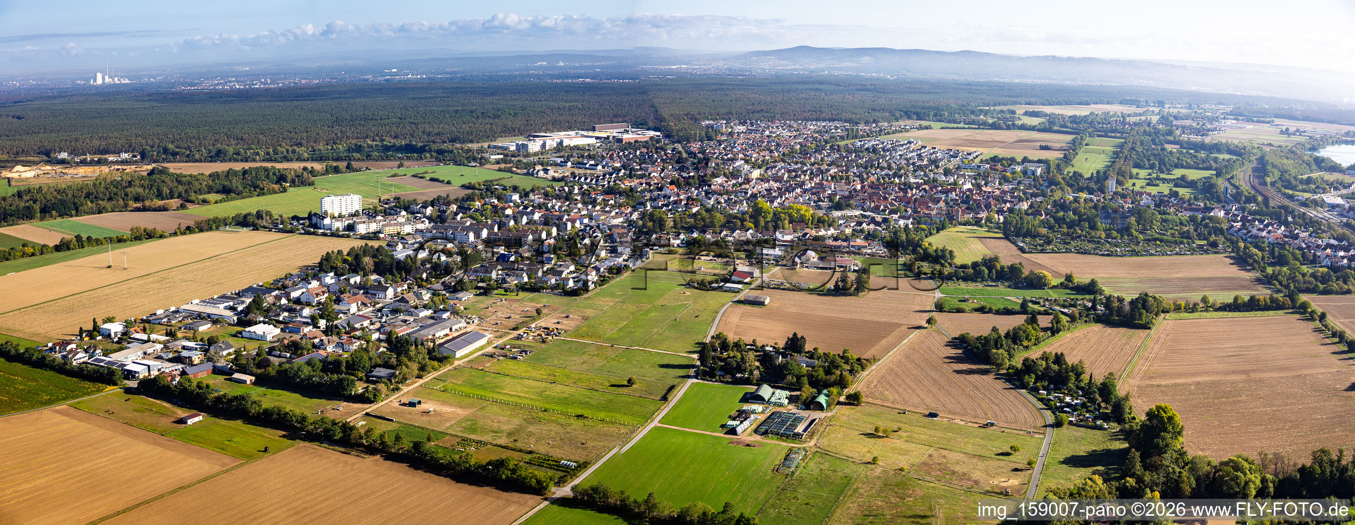 Panoramic view of the village from the west in Babenhausen in the state Hesse, Germany
