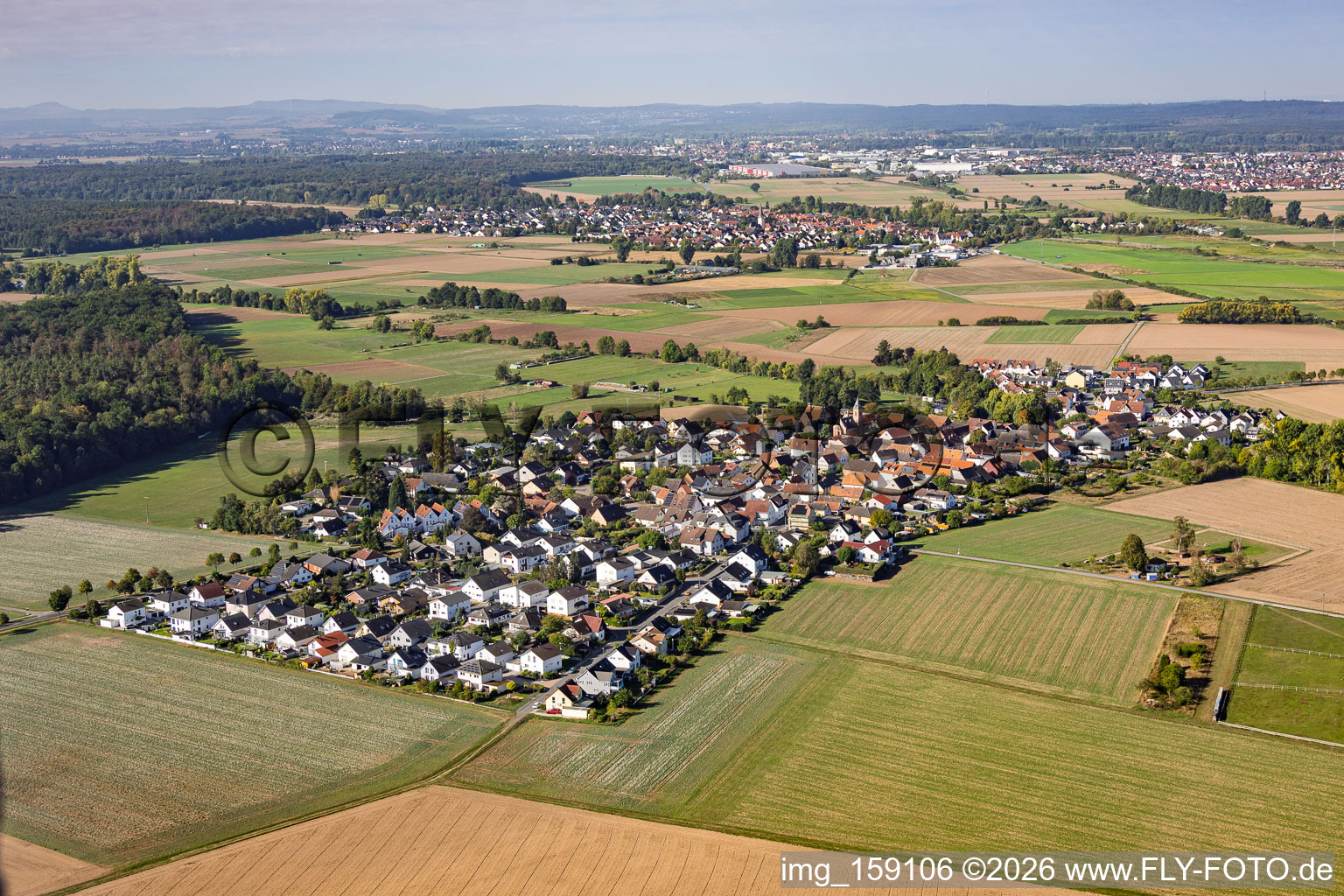 From the northeast in the district Harpertshausen in Babenhausen in the state Hesse, Germany