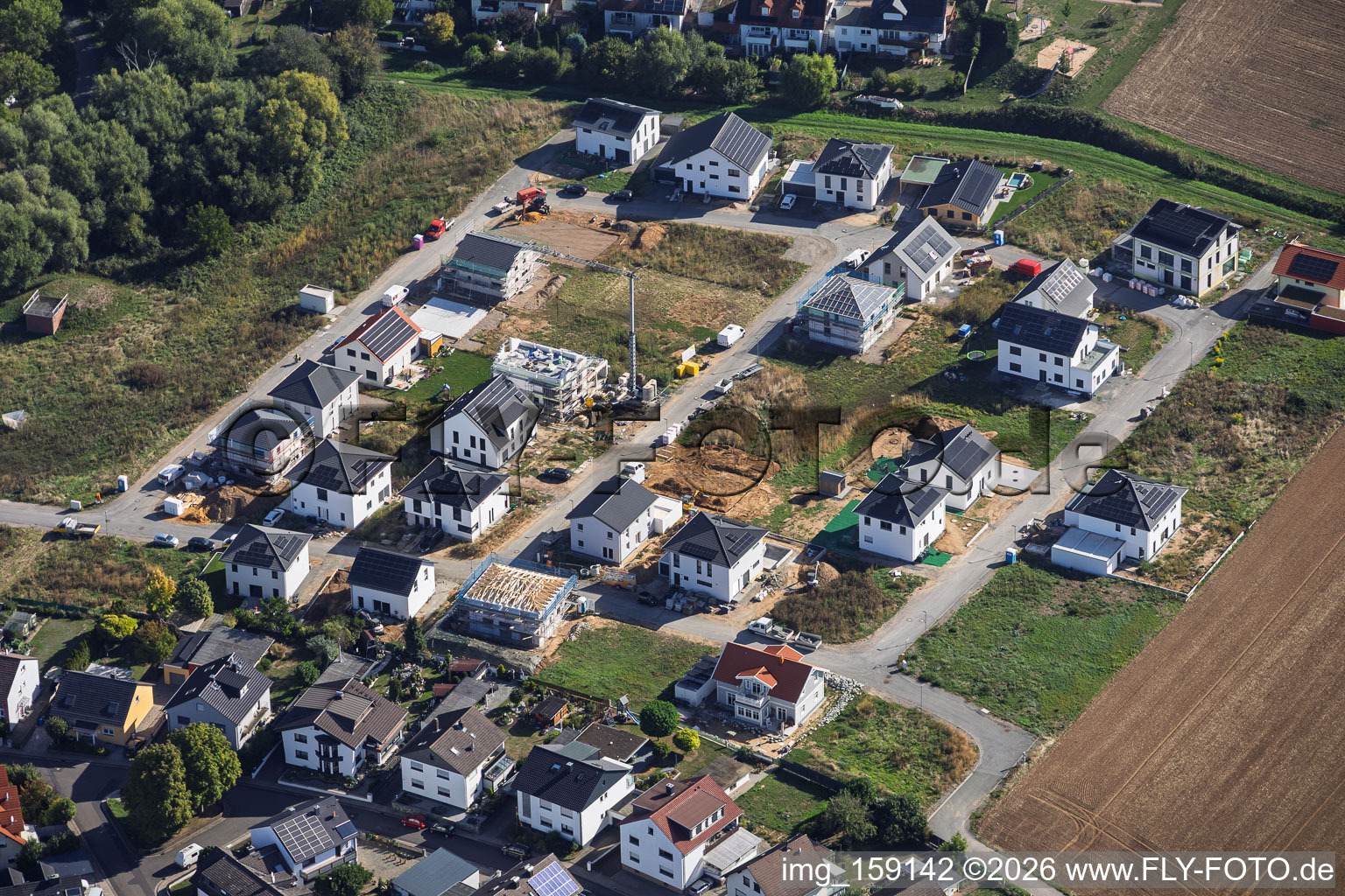 Mischbornweg and Hans-Dörr-Straße new housing development in the district Mosbach in Schaafheim in the state Hesse, Germany