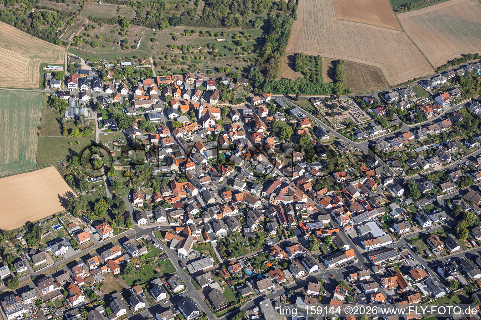 Village center with Ober- and Untergasse in the district Mosbach in Schaafheim in the state Hesse, Germany