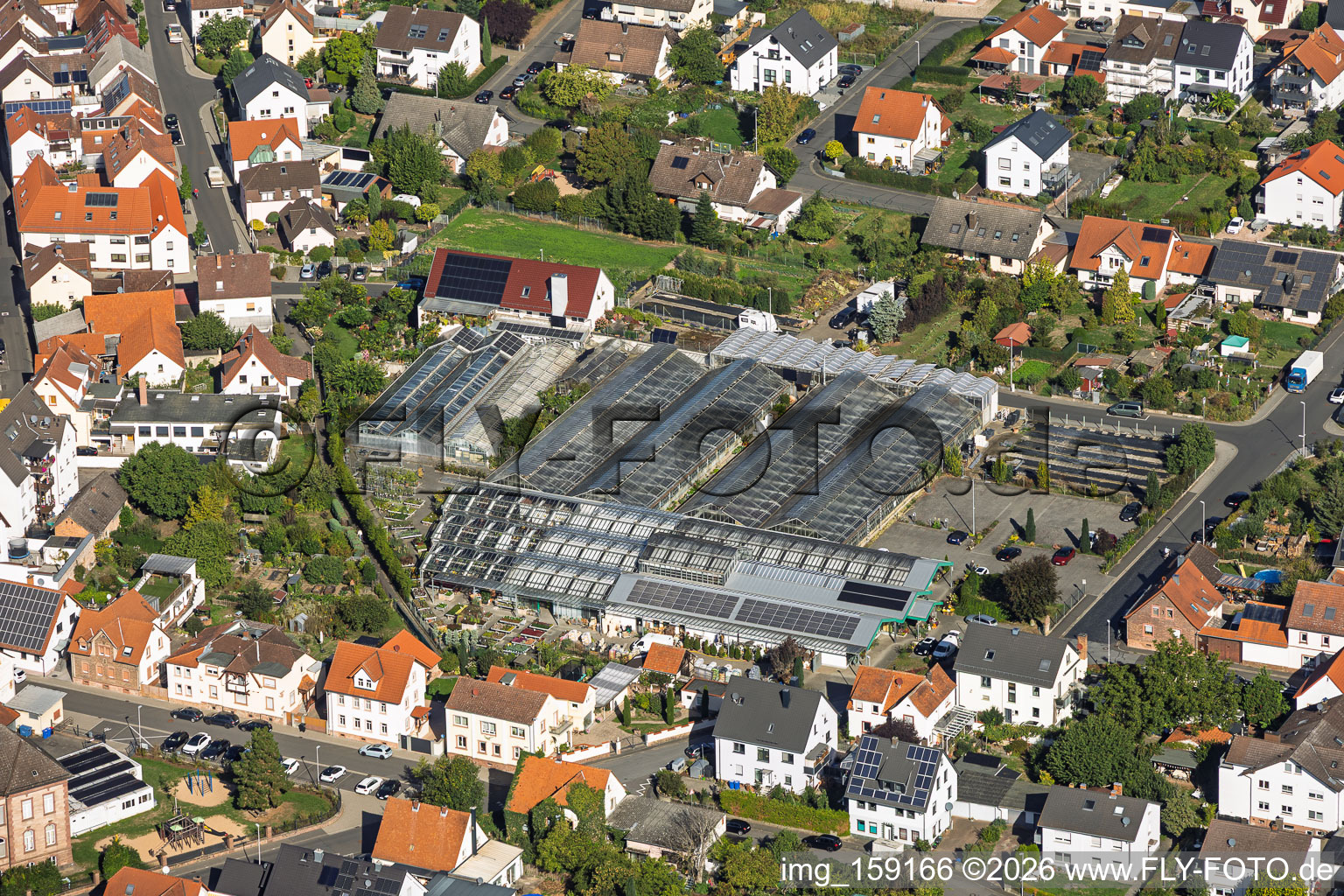 Greenhouses (Blumen Berchtenbreiter) in Großostheim in the state Bavaria, Germany