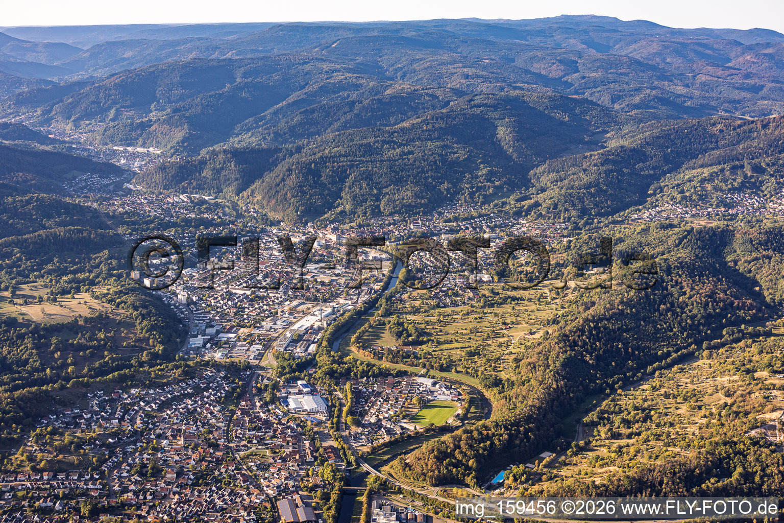 Murgtal valley from the north in Gernsbach in the state Baden-Wuerttemberg, Germany
