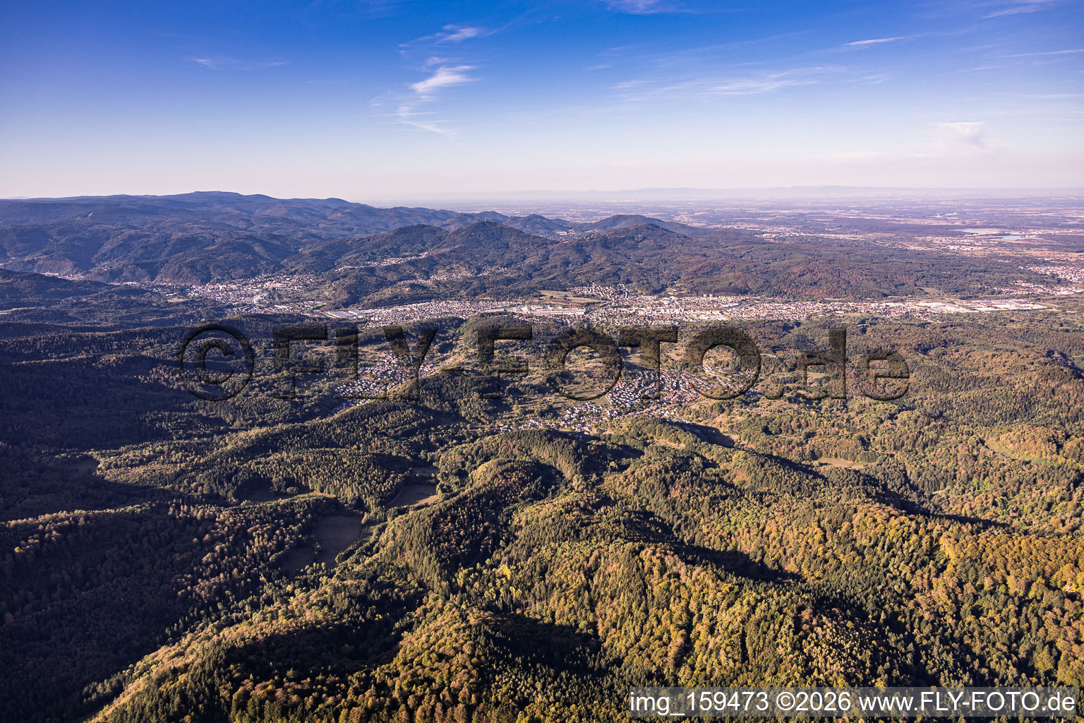 Murgtal valley from the northeast in Gaggenau in the state Baden-Wuerttemberg, Germany