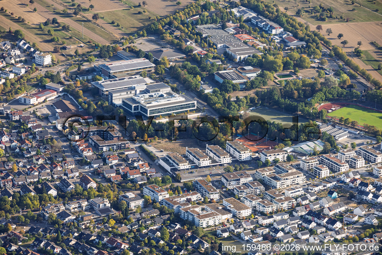 Hewlett-Packard-Straße industrial park with Agilent University in the district Busenbach in Waldbronn in the state Baden-Wuerttemberg, Germany