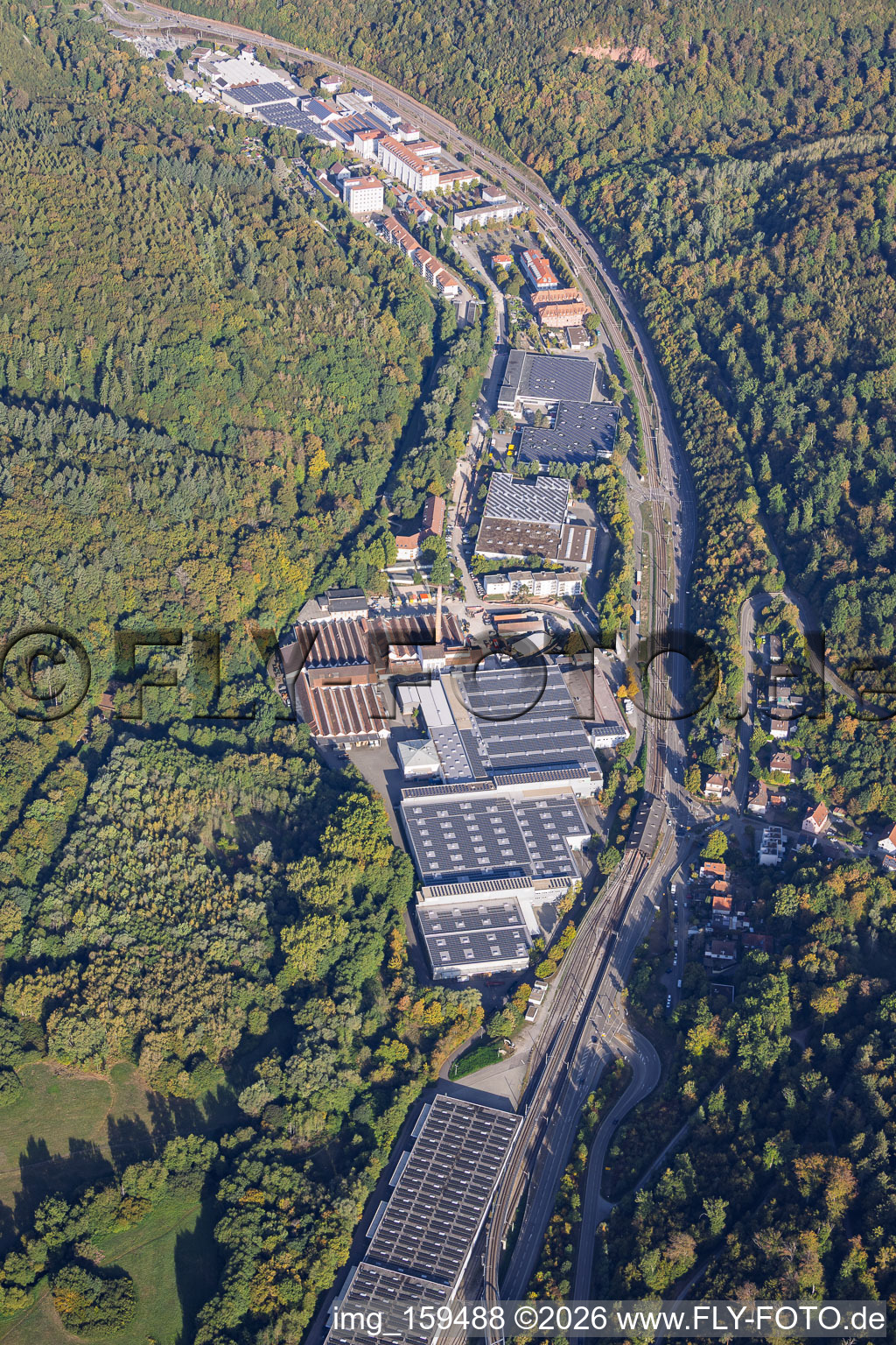 Spinnerei industrial park with Trigema and ETTLIN AG in Ettlingen in the state Baden-Wuerttemberg, Germany