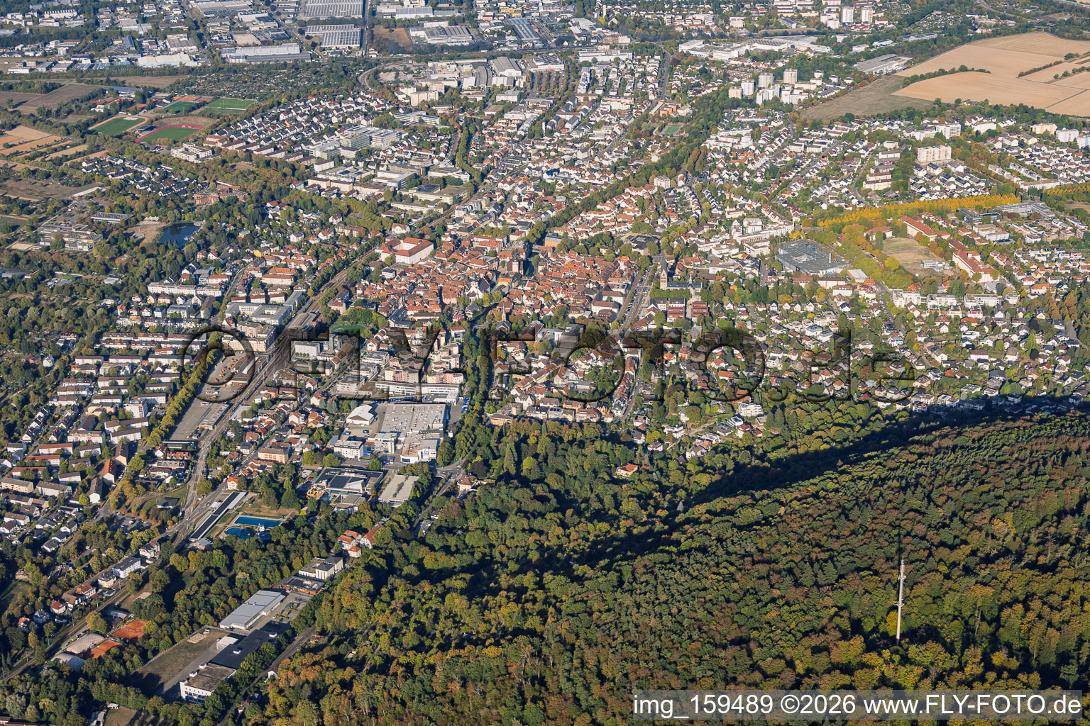 City view from the east in Ettlingen in the state Baden-Wuerttemberg, Germany