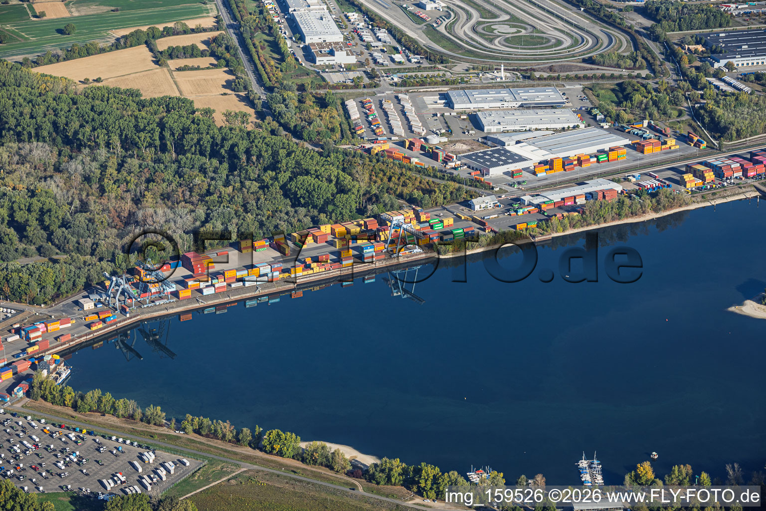 Contargo gate Wörth am Rhein at the state port in the district Maximiliansau in Wörth am Rhein in the state Rhineland-Palatinate, Germany