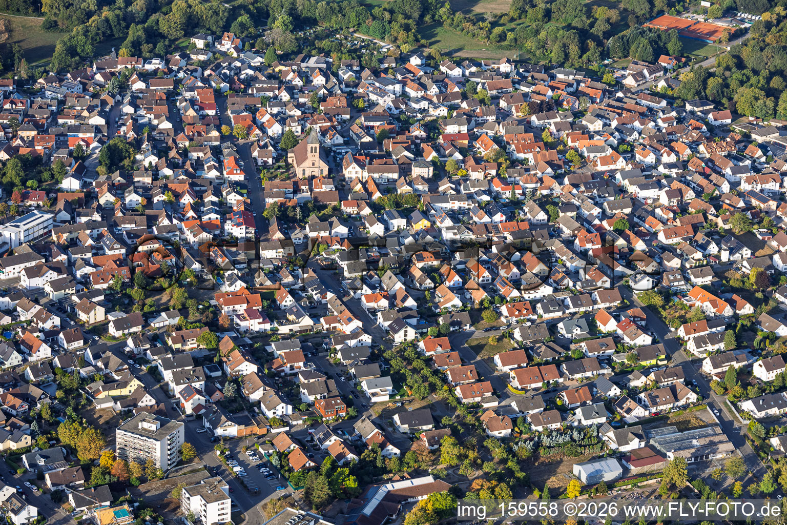 From the northeast in Ötigheim in the state Baden-Wuerttemberg, Germany