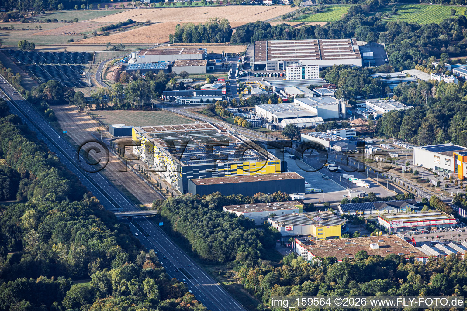 EDEKA Südwest central warehouse Rastatt by the A5 motorway in the district Rauental in Rastatt in the state Baden-Wuerttemberg, Germany
