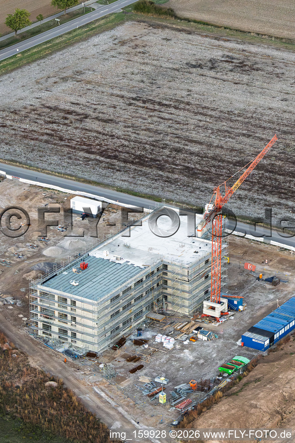 Construction site for the new X2E campus (administration and production buildings) in Rohrbach in the state Rhineland-Palatinate, Germany