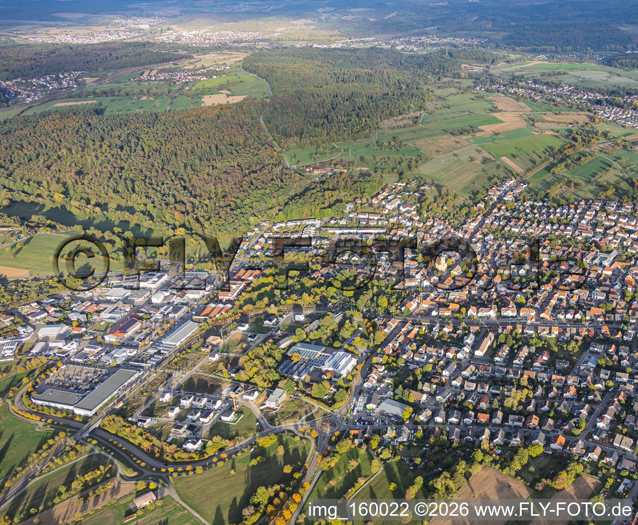 From the west in the district Langensteinbach in Karlsbad in the state Baden-Wuerttemberg, Germany