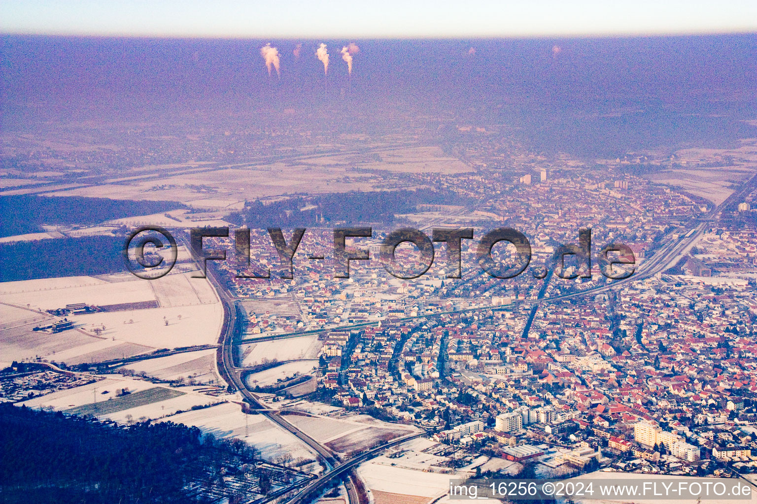 Aerial photograpy of Oftersheim in the state Baden-Wuerttemberg, Germany