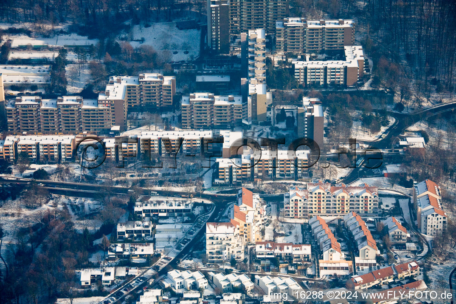 District Emmertsgrund in Heidelberg in the state Baden-Wuerttemberg, Germany seen from above