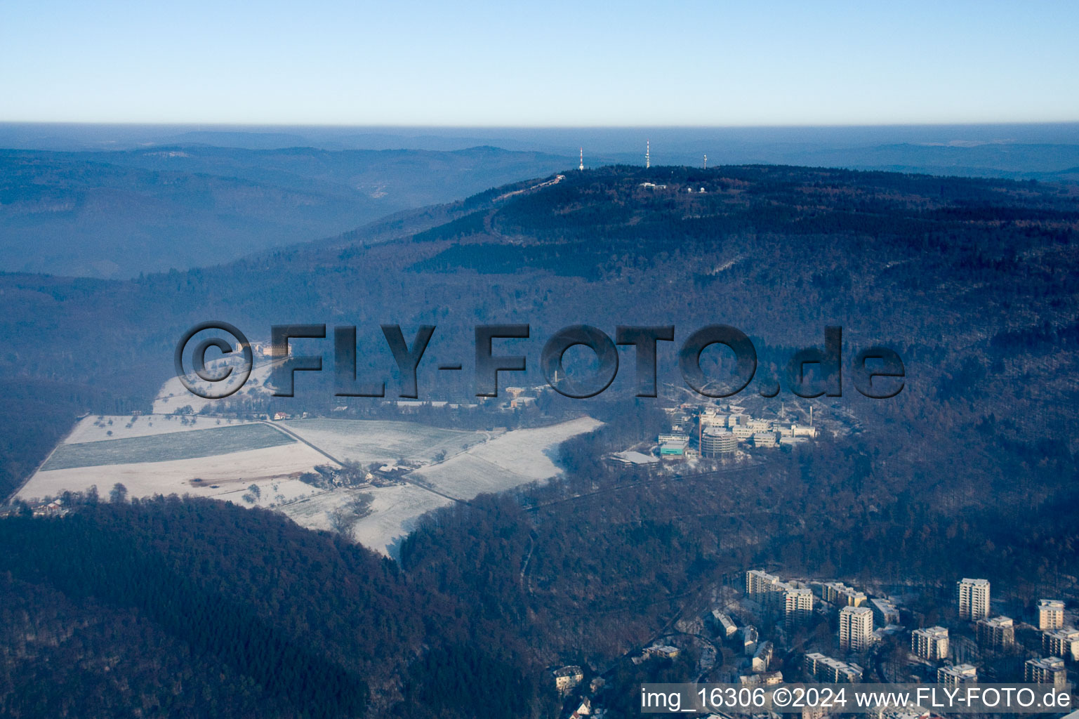 Peak of Koenigstuhl in the forest and mountainous landscape in Heidelberg in the state Baden-Wurttemberg