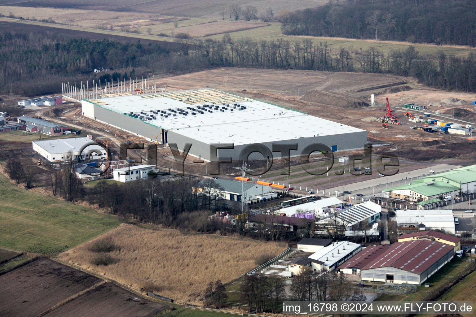 Aerial photograpy of Industrial estate Am Horst in the district Minderslachen in Kandel in the state Rhineland-Palatinate, Germany