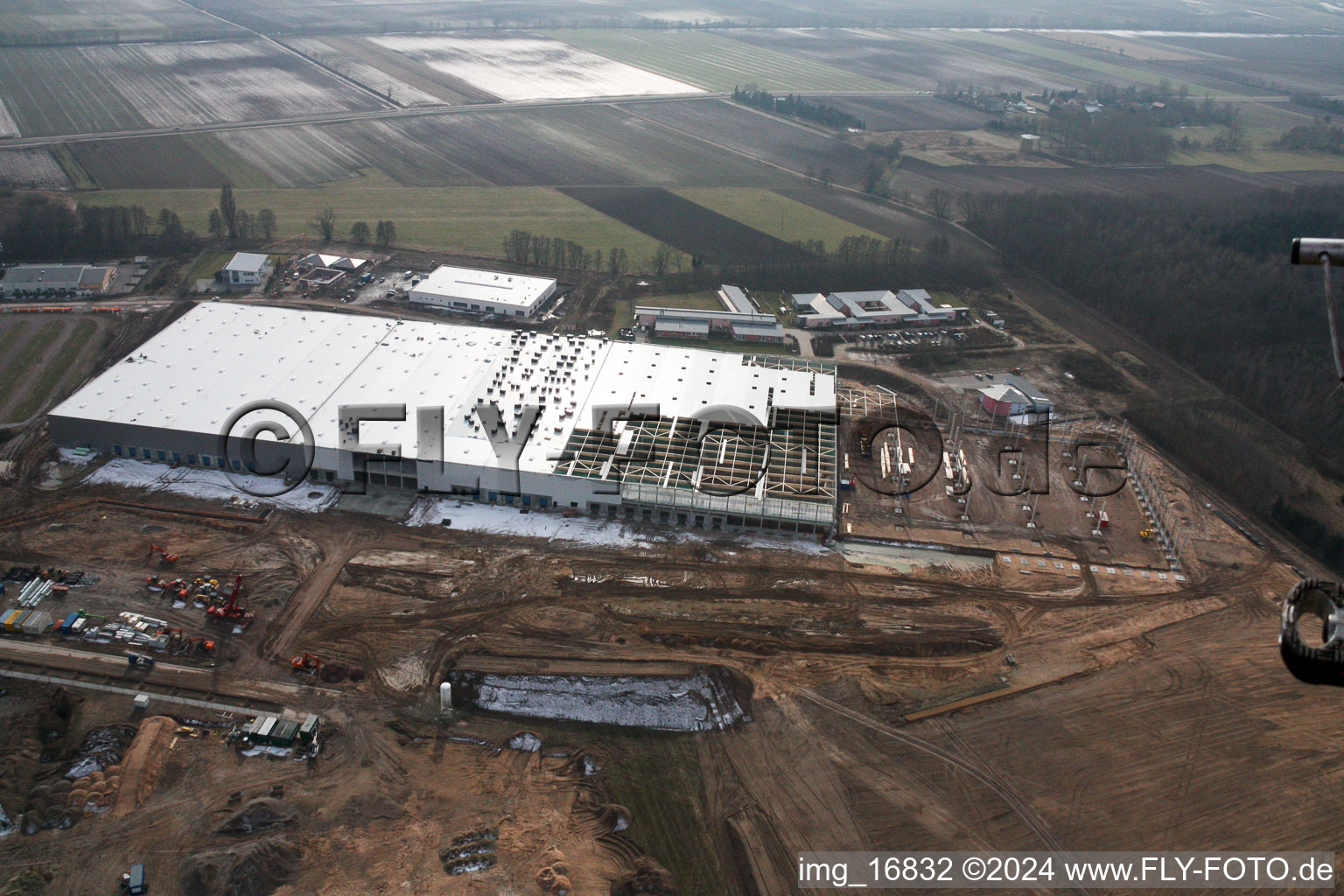 Commercial area Am Horst in the district Minderslachen in Kandel in the state Rhineland-Palatinate, Germany seen from above