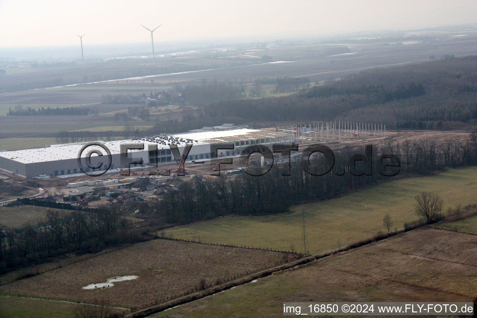 Bird's eye view of Industrial estate Am Horst in the district Minderslachen in Kandel in the state Rhineland-Palatinate, Germany